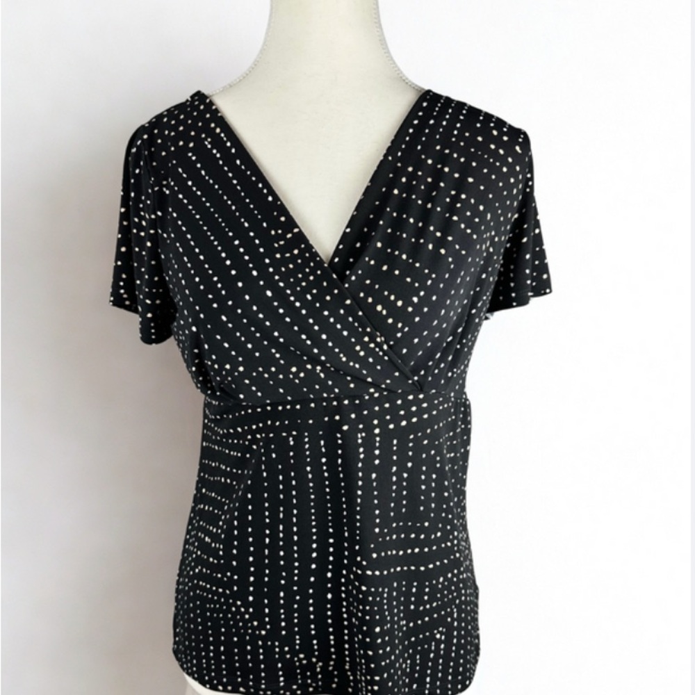 George Black and White Patterned Blouse Size S